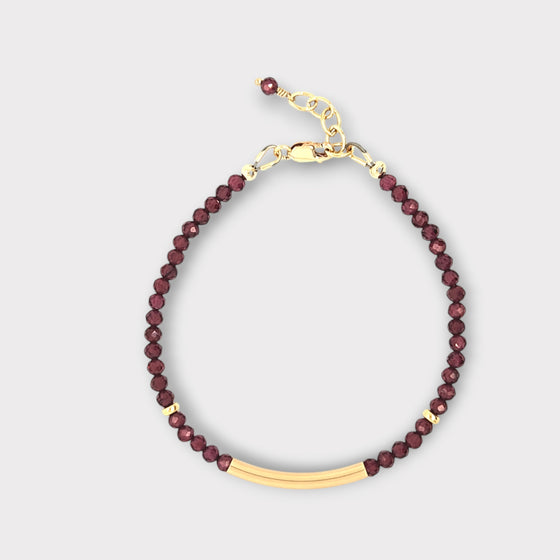 Faceted Garnet Bracelet with Gold Bar