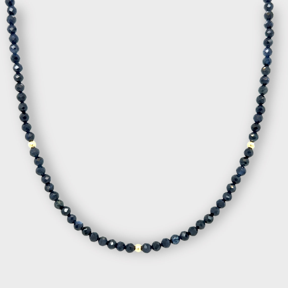 Faceted Dark Blue Sapphire Necklace