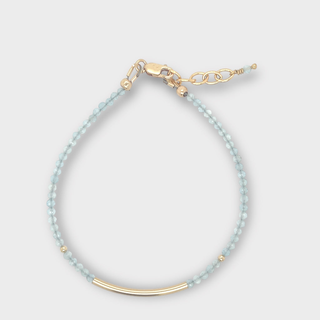 Faceted Aquamarine Bracelet with Gold Bar