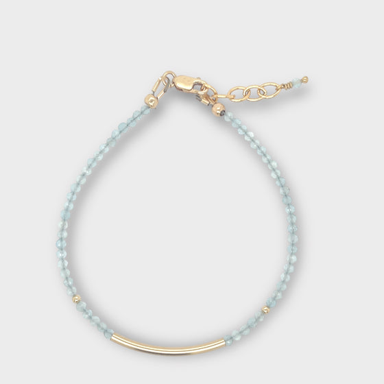 Faceted Aquamarine Bracelet with Gold Bar