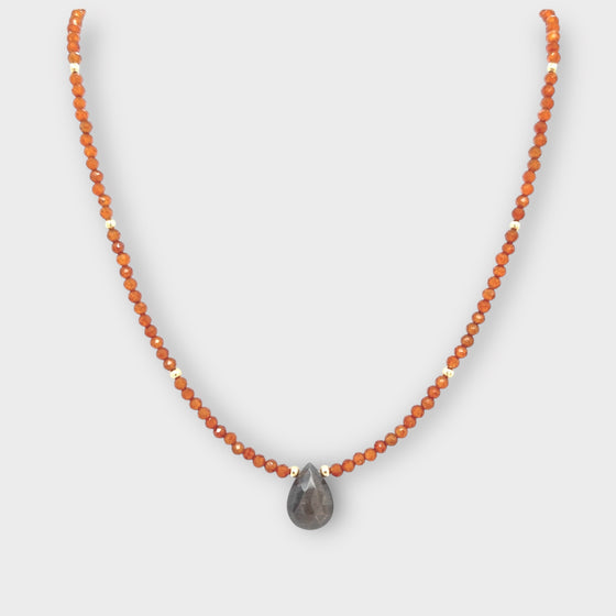 Hessonite Garnet Necklace with Black Moonstone