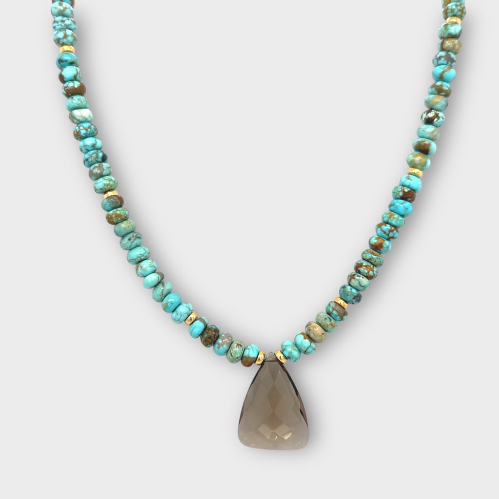 Genuine Turquoise and Smokey Quartz Necklace