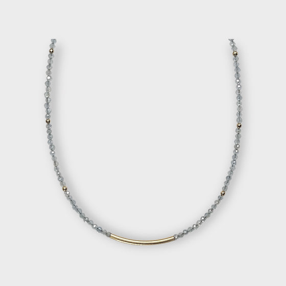 Faceted Aquamarine Necklace with Gold Bar