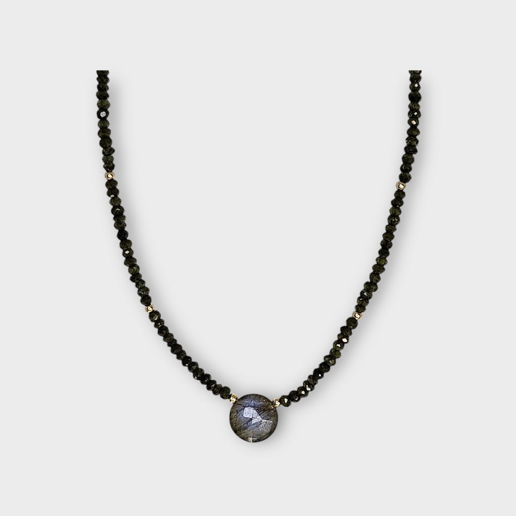 Faceted Tourmaline Necklace with Labradorite