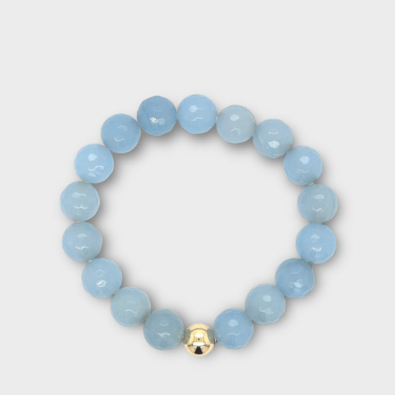 Blue Chalcedony Bracelet with Gold Ball